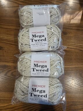 Premier Mega Tweed Yarn Skeins in Cream with Speckled Flecks